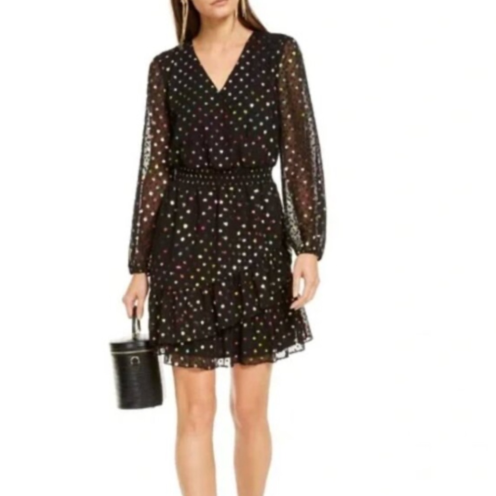 INC International Concepts Black Dress with Colorful Dots